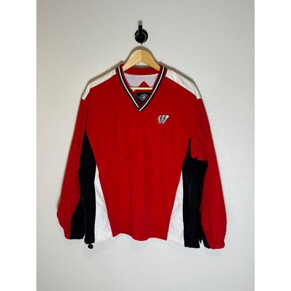 Vintage University of Wisconsin Badgers Football Lined Windbreaker Jacket Size M - Picture 1 of 14